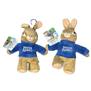 Peter Rabbit Mini Stuffed Plush Backpack Key Clip 6" Movie 2022 Lot of 2 *NEW*